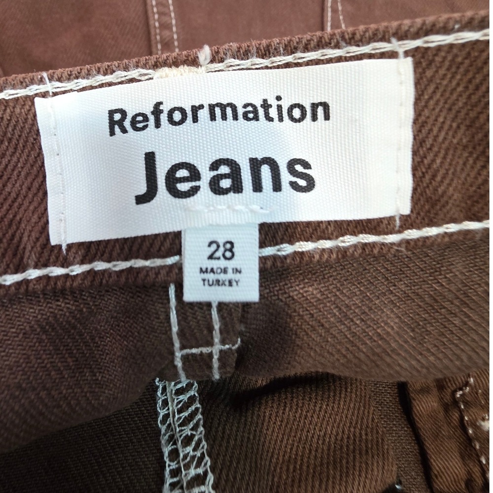 Reformation Womens 28 Cowboy High Rise Jean Shorts in Chocolate - Picture 10 of 11